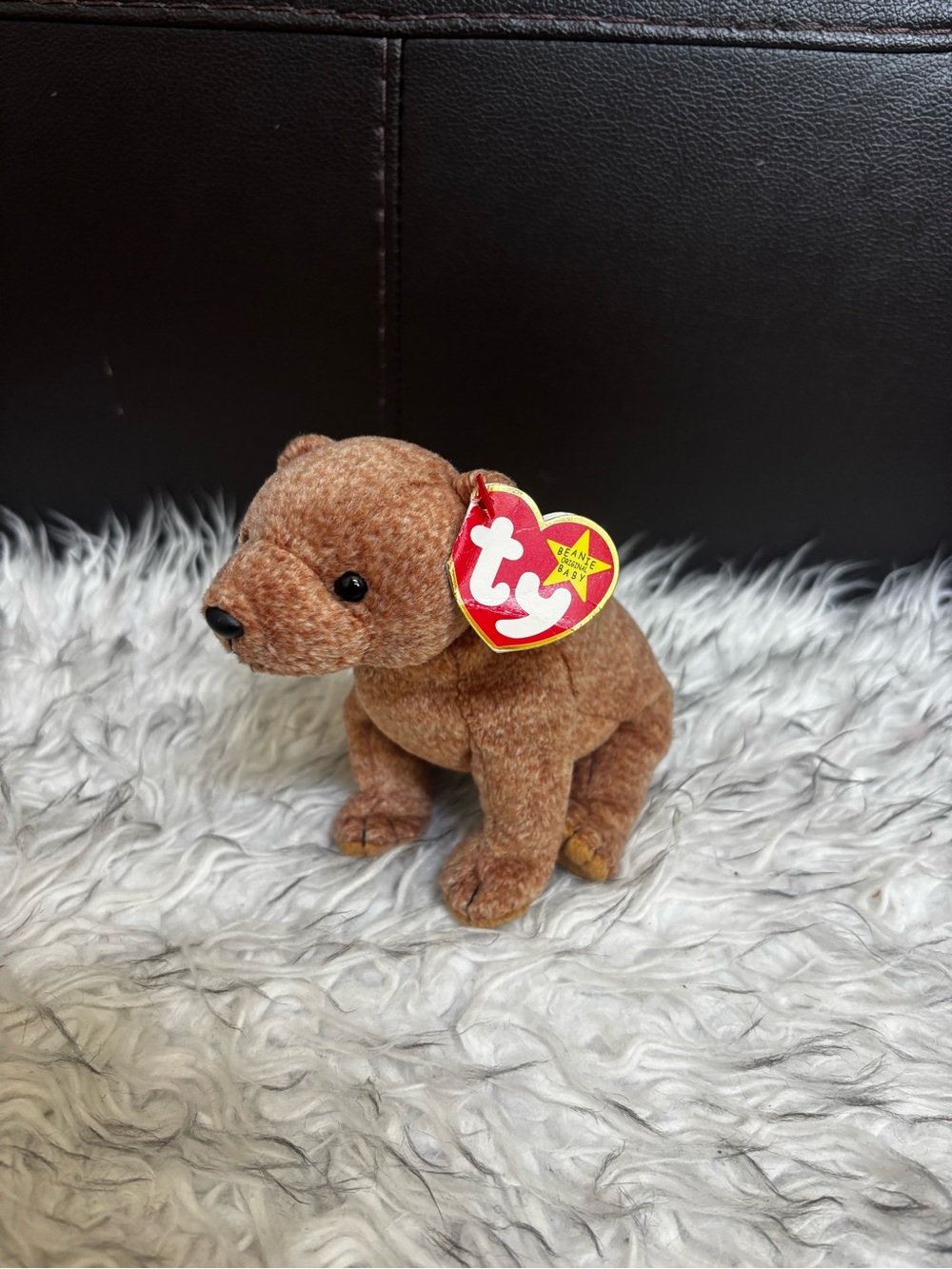 TY ORIGINAL Beanie Baby- Brown Plush Bear- NAME: Pecan YEAR: 1999 (WITH TAGS)